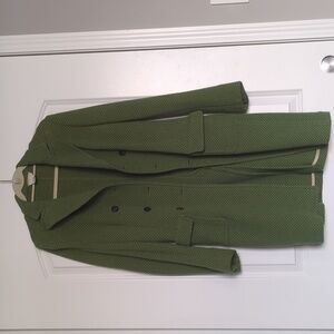 Dries Van Noten Green Tan Wool Coat